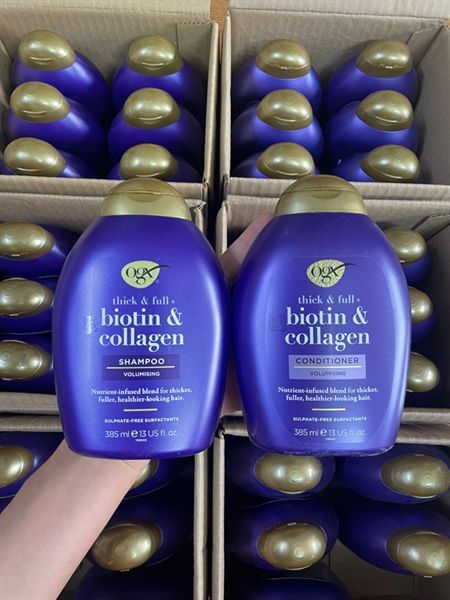  Cặp dầu gội + xả OGX Thick&Full Biotin & Collagen 385ml 