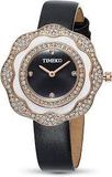  Đồng hồ nữ Time100 mặt bông hoa dây da đen 