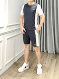 Bộ quần áo nam thể thao cổ tròn phối màu cao cấp - RHBT