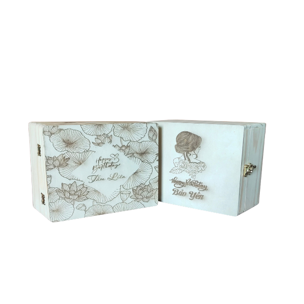 Hộp quà sinh nhật vintage bằng gỗ thông