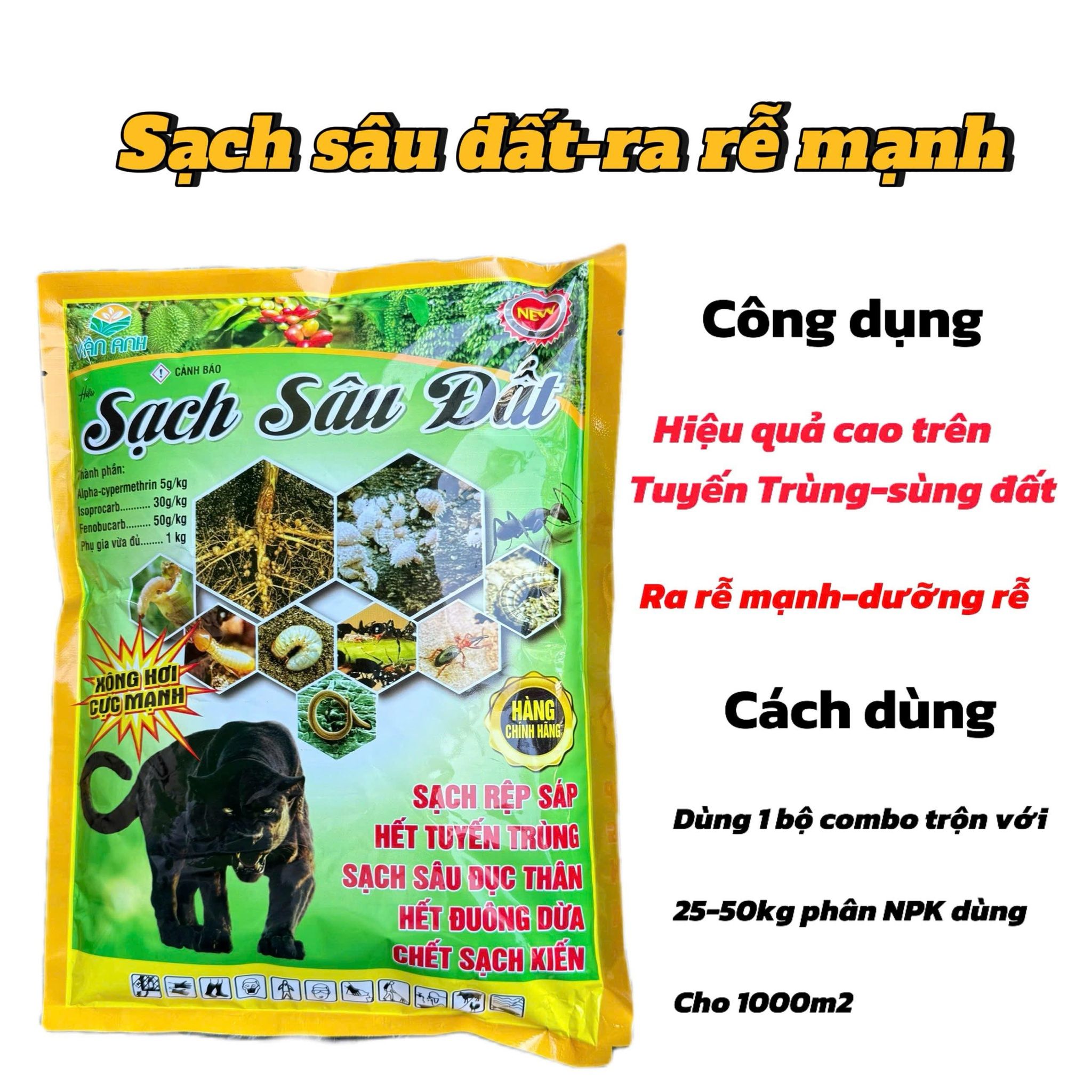 SẠCH SÂU ĐẤT trừ sâu đục thân -tuyến trùng-kiến-đuông dừa