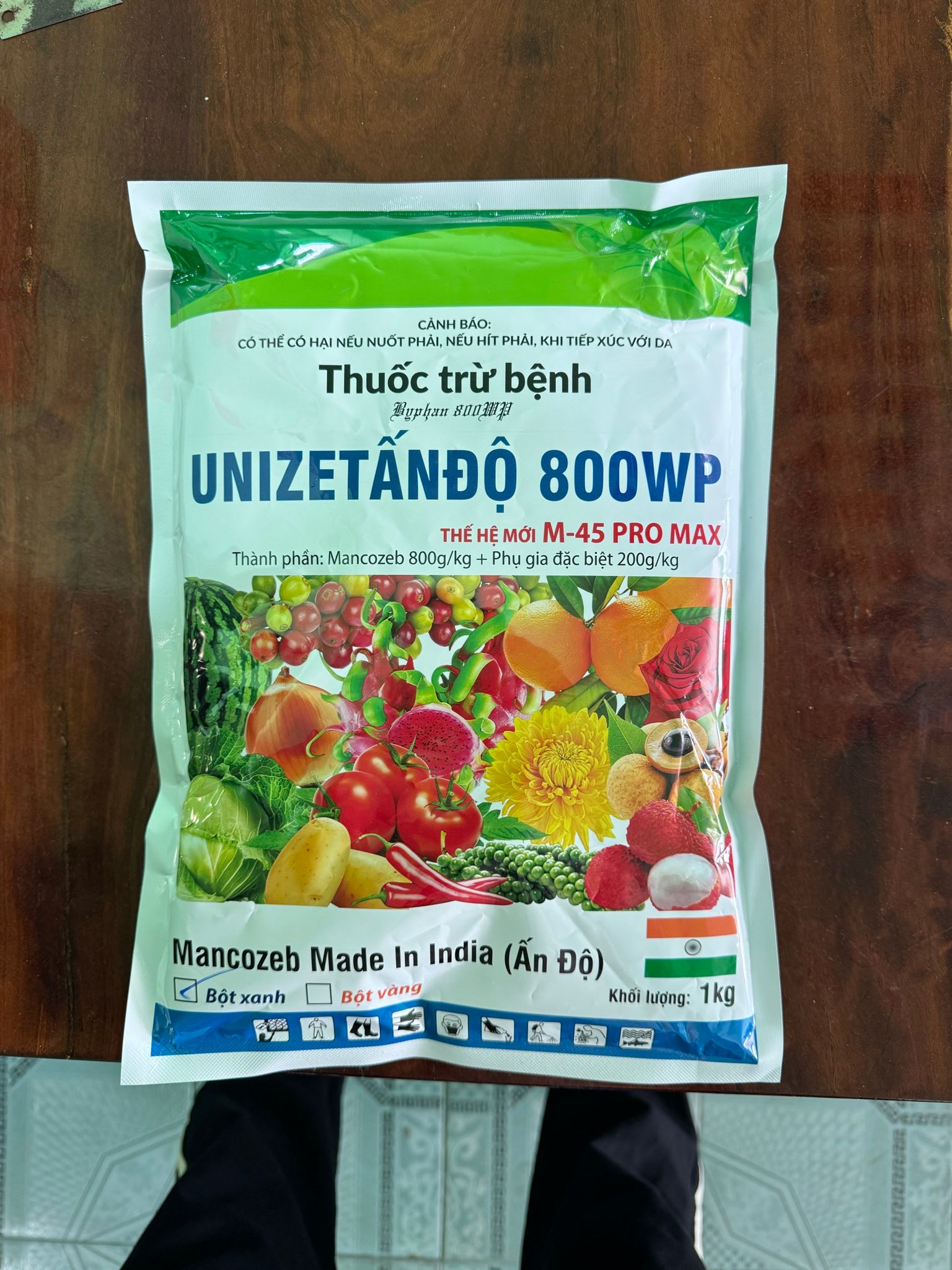 Thuốc trừ bệnh UNIZET Ấn Độ 800wp Mancozeb Bột Xanh, Đặc Trị Thán Thư, Đạo Ôn, Rỉ Sắt, Lem Lép Hạt, Thối Rễ, Mốc Sương Mai
