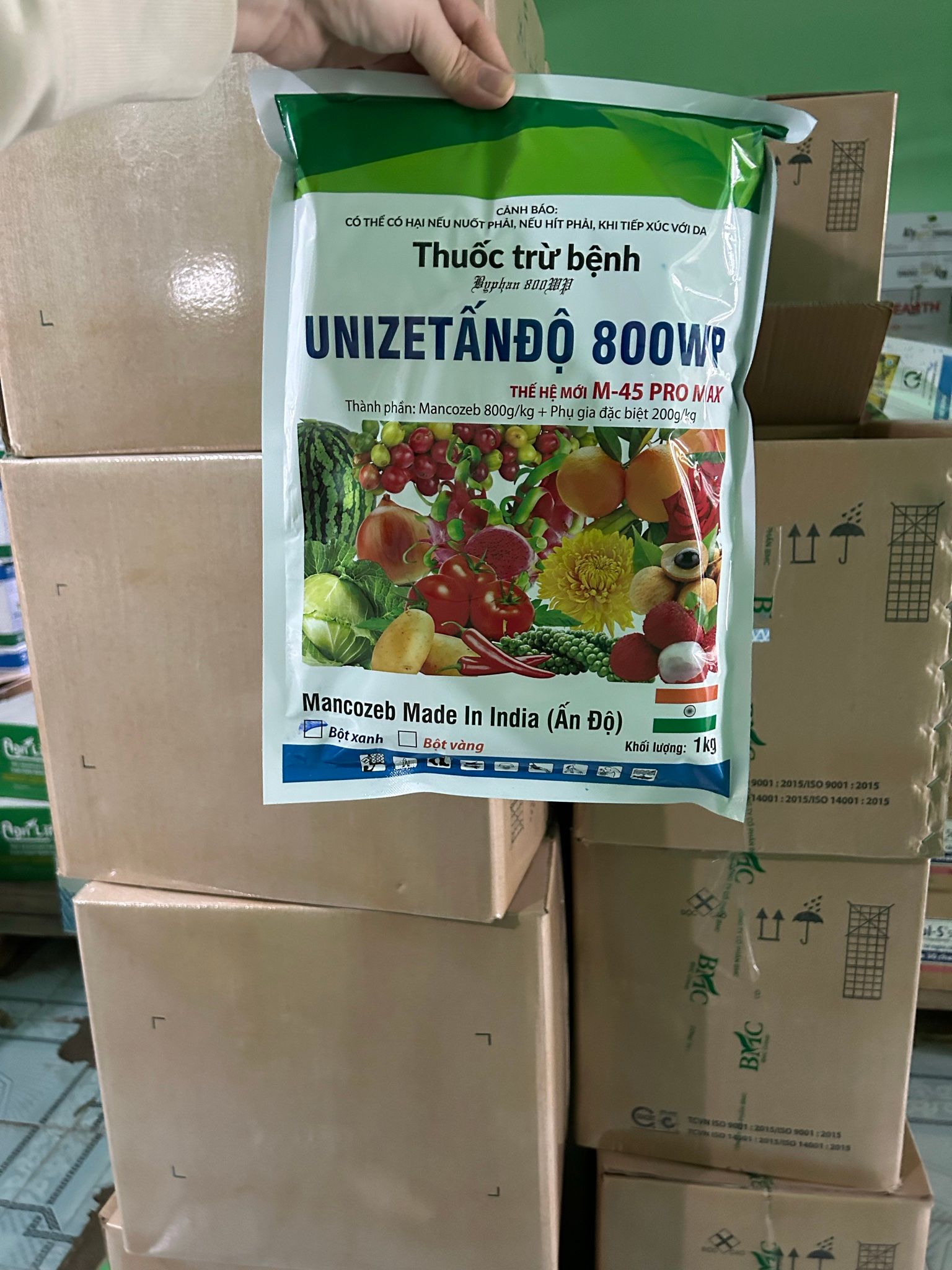 Thuốc trừ bệnh UNIZET Ấn Độ 800wp Mancozeb Bột Xanh, Đặc Trị Thán Thư, Đạo Ôn, Rỉ Sắt, Lem Lép Hạt, Thối Rễ, Mốc Sương Mai