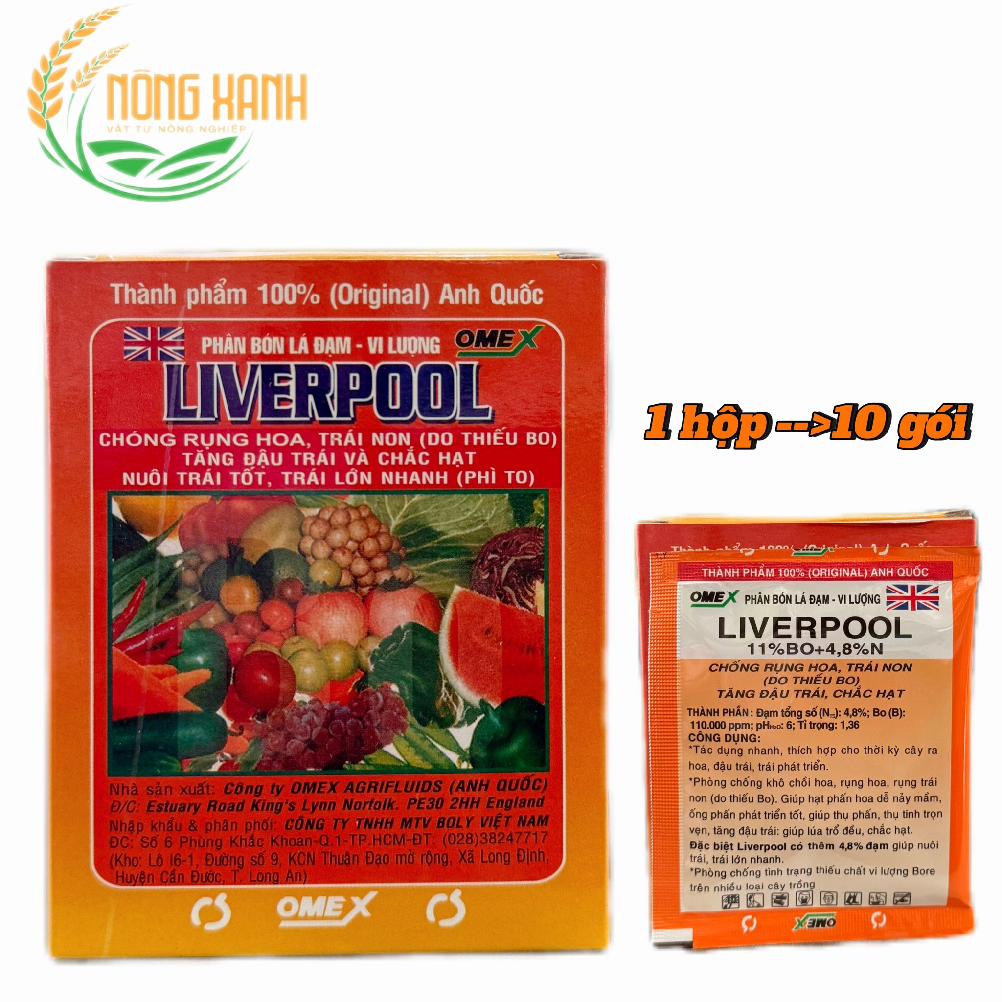 Phân Bón Lá Vi Lượng Liverpool (Anh Quốc)10ml/Gói-Chống Rụng Hoa, Trái Non( Do Thiếu Bo), Tăng Đậu Trái, Chắc Hạt