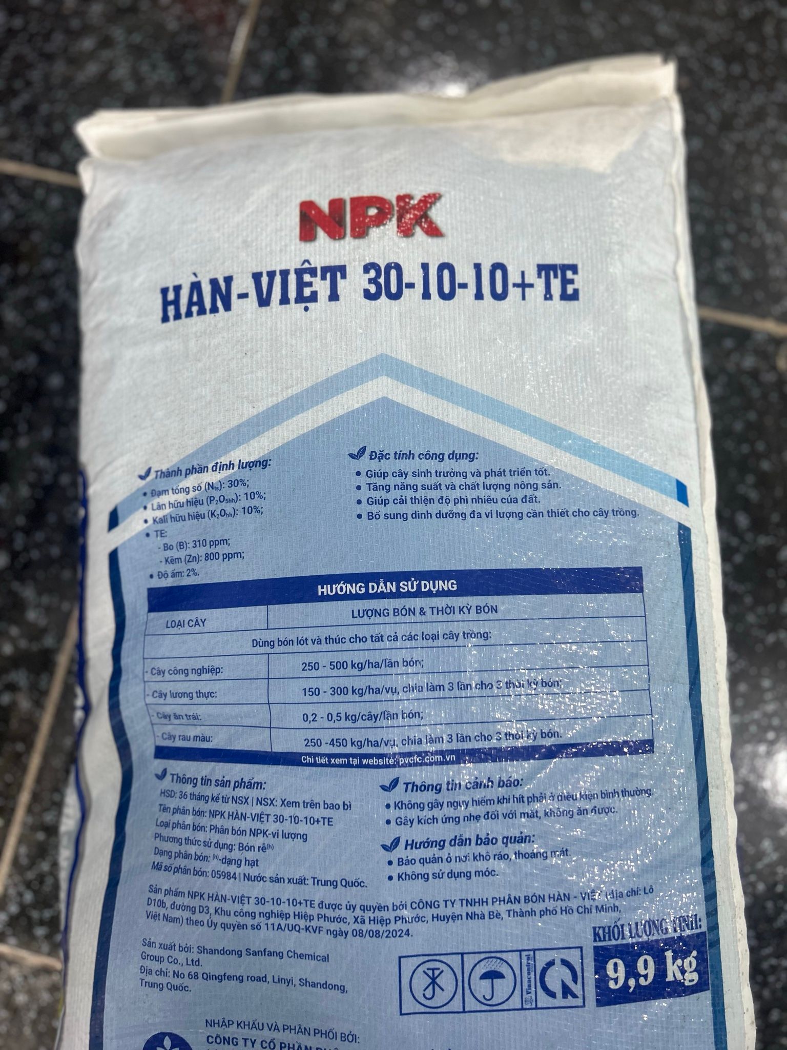 phân bón CÀ MAU NPK Hàn Việt 30-10-10 +TE bao 9.9kg
