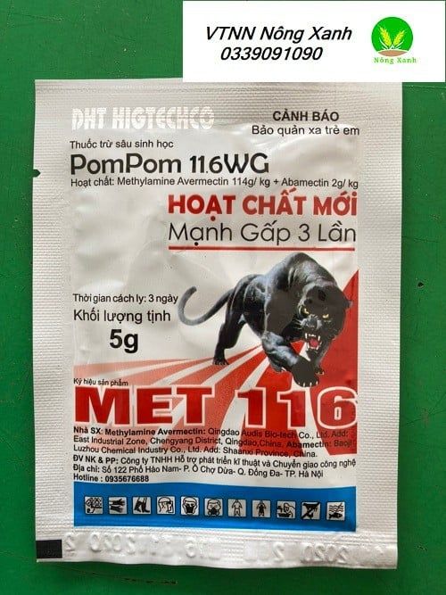 Thuốc Trừ Sâu Sinh Học Met 116 - Trừ Bọ Trĩ Trên Thanh Long - MET 116 Gói 5g