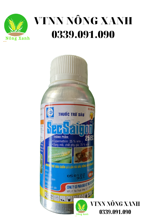 Thuốc trừ Sâu SecSaigon 25 EC phòng trừ sâu cuốn lá lúa và sâu hồng hại bông vải.