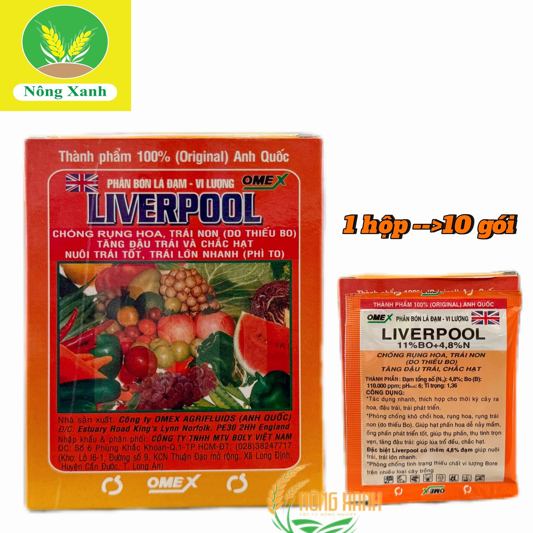 Phân Bón Lá Vi Lượng Liverpool (Anh Quốc)10ml/Gói-Chống Rụng Hoa, Trái Non( Do Thiếu Bo), Tăng Đậu Trái, Chắc Hạt