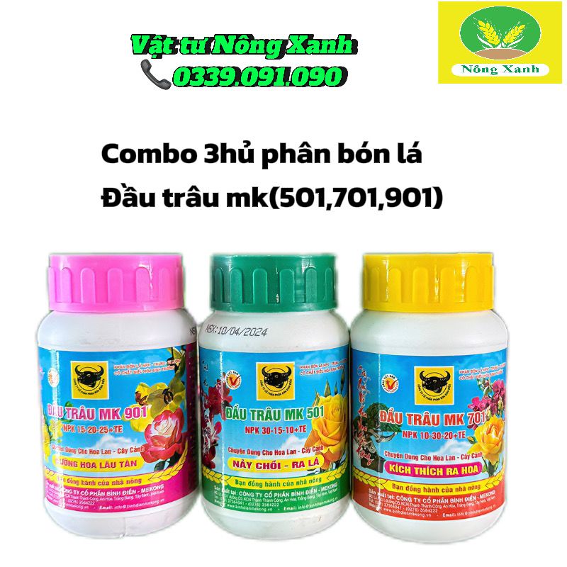 Combo 3 chai 100gr Phân bón lá đầu trâu MK 501 - 701 - 901