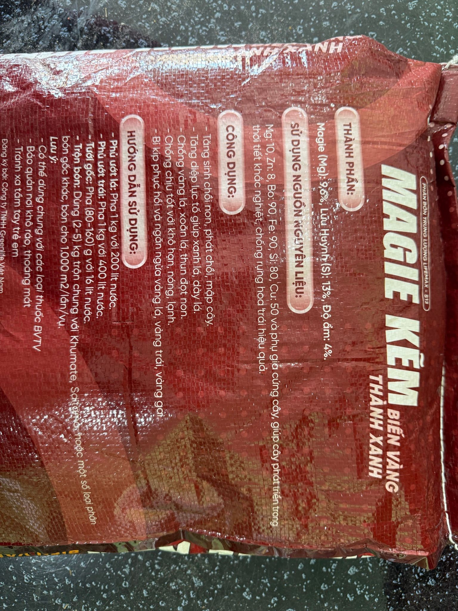 phân bón MAGIE KẼM biến vàng thành xanh (bao 10kg)