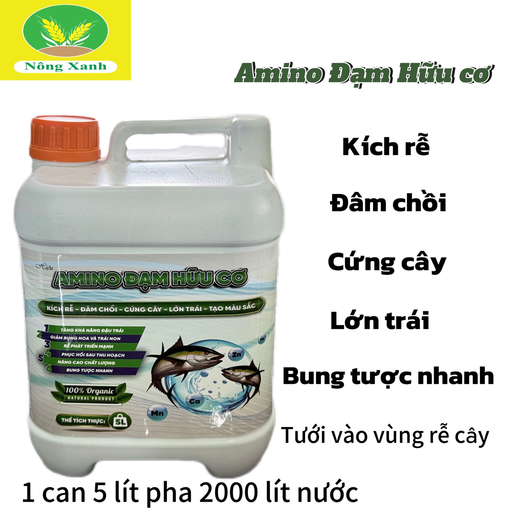 Phân bón AMINO Đạm Hữu Cơ (can 5 lít) kích rễ-đâm chồi-cứng cây-lớn trái