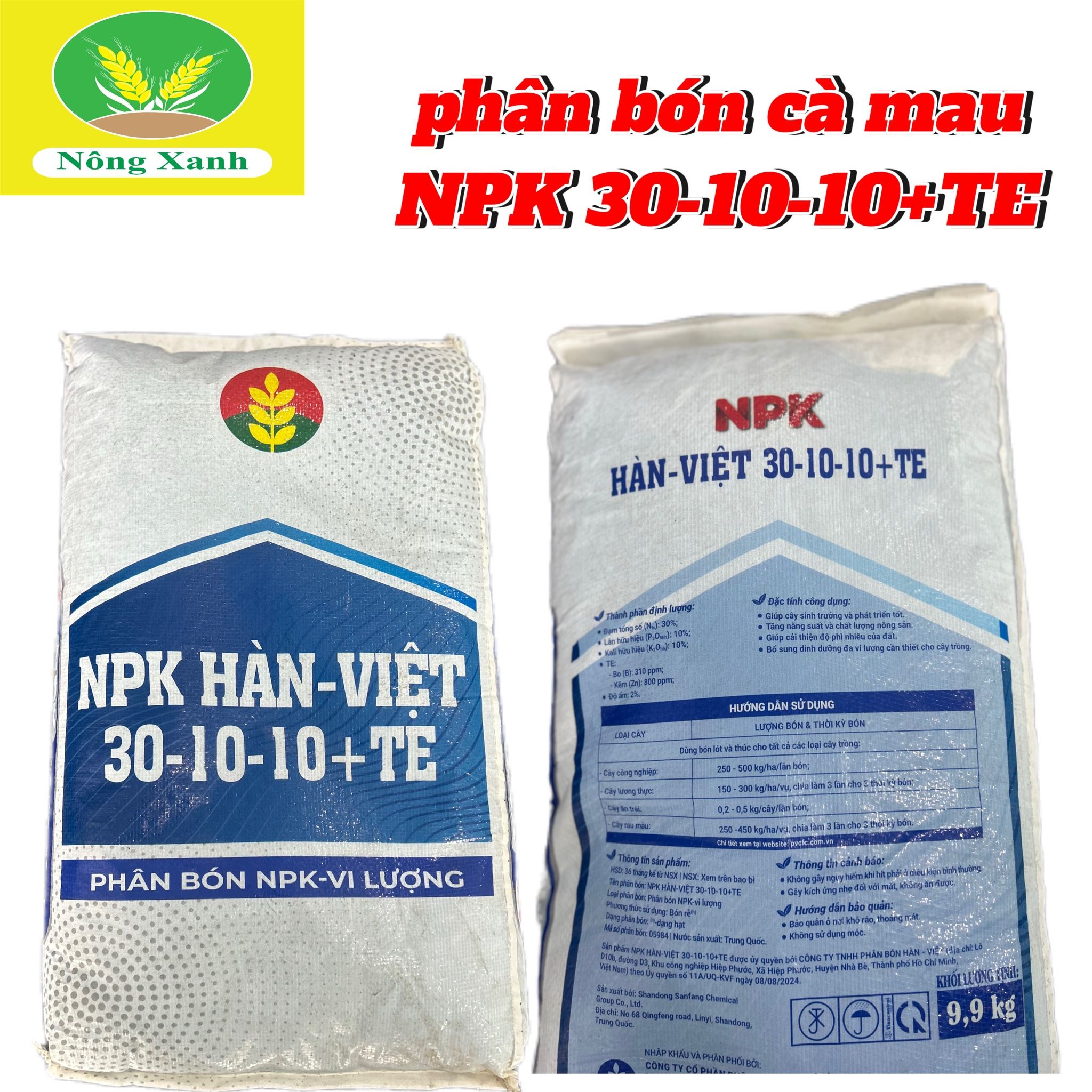 phân bón CÀ MAU NPK Hàn Việt 30-10-10 +TE bao 9.9kg