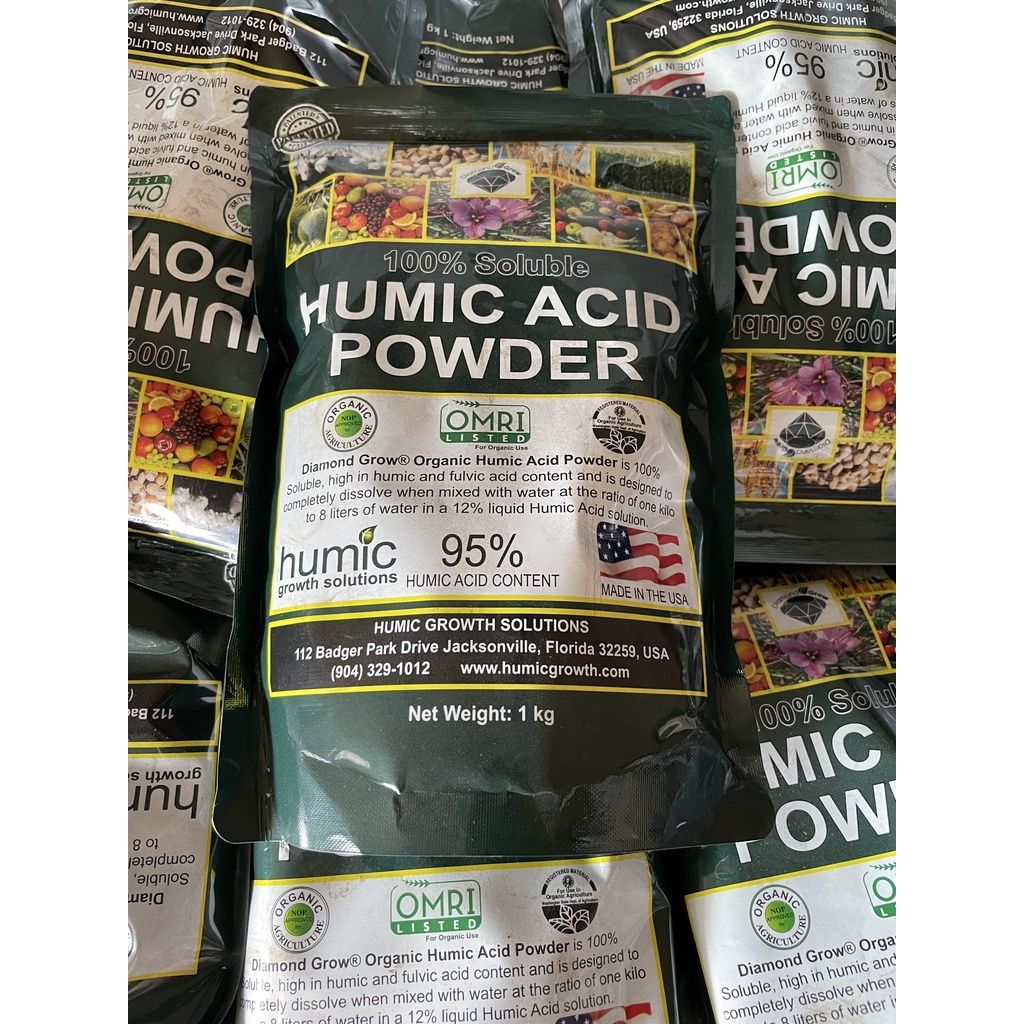 Phân bón Humic Acid Powder (1kg) hữu cơ nhập khẩu Mỹ, tan hoàn toàn, kích ra rễ mạnh