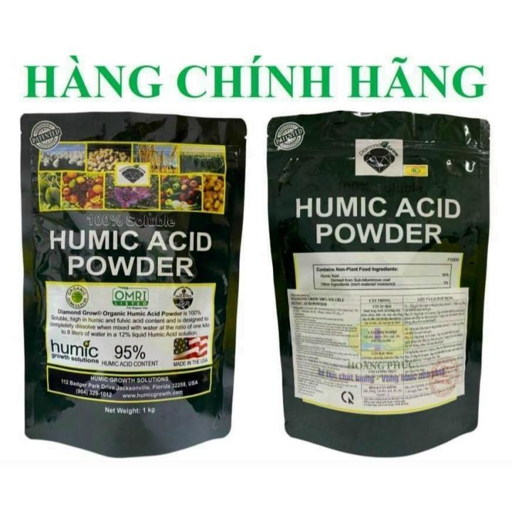 Phân bón Humic Acid Powder (1kg) hữu cơ nhập khẩu Mỹ, tan hoàn toàn, kích ra rễ mạnh