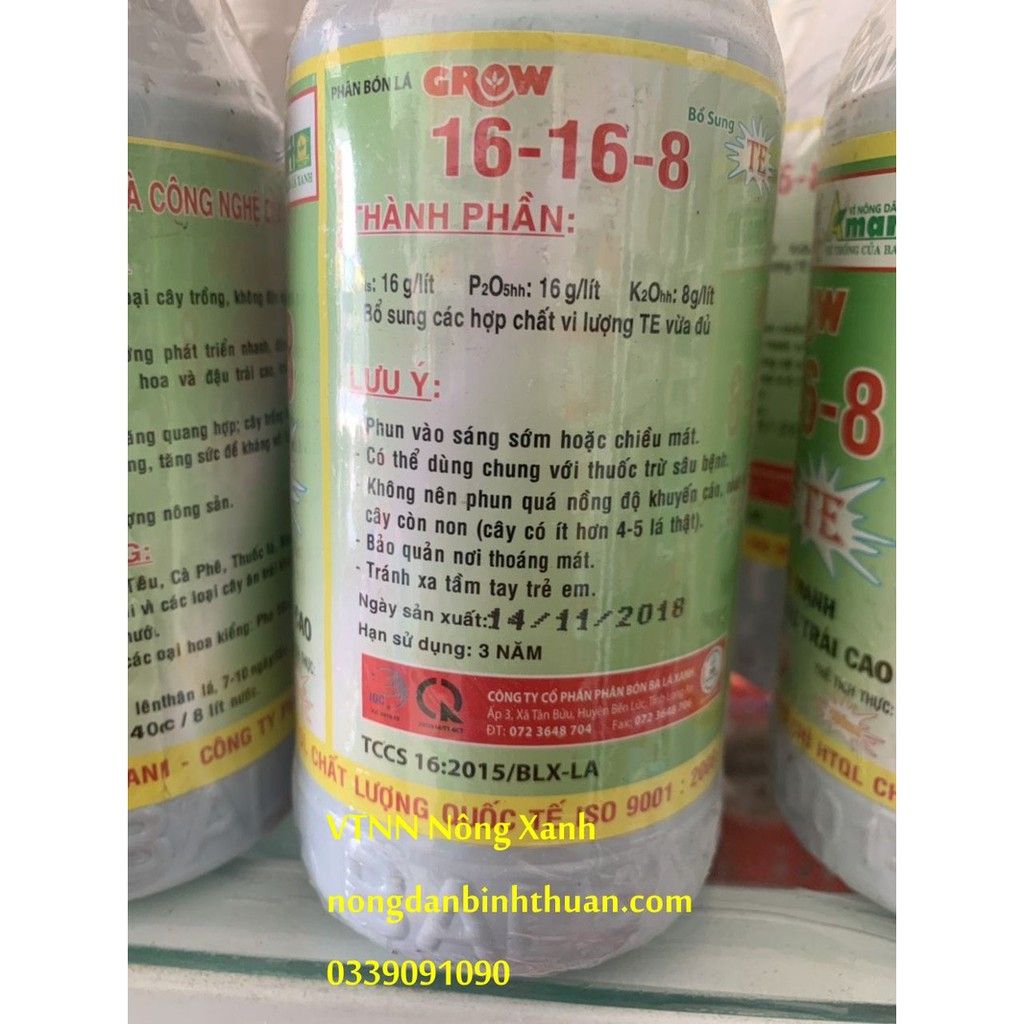 Phân bón lá GROW đậm đặc 16-16-8 BA LÁ XANH ĐẬM ĐẶC