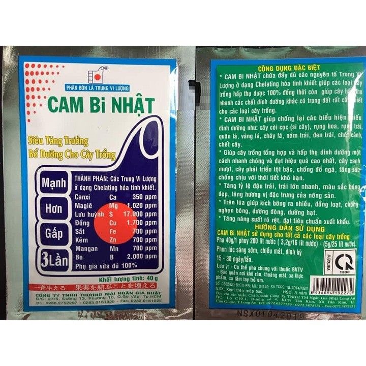 phân bón lá bổ sung trung vi lượng Cam bi nhật