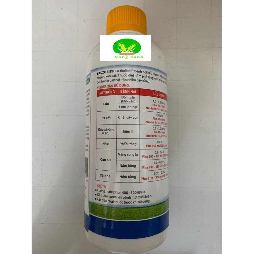 Saizole 5SC Trừ bệnh cây trồng hoạt chất hexaxonazole chai 1 lít