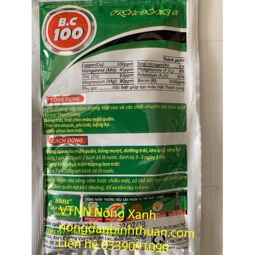 B.C 100 Chuyên gia tạo màu bóng trái khắc phục lem trái thanh long - B.c 100