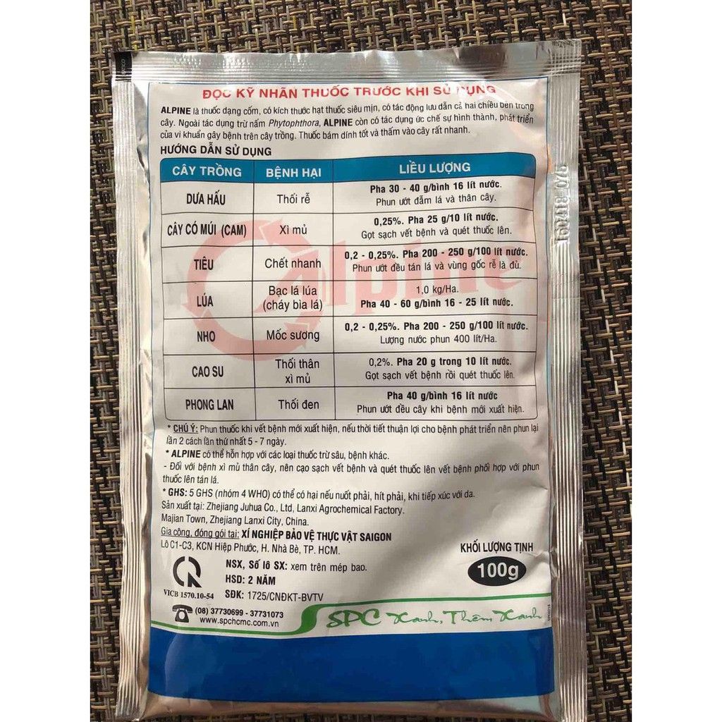 Thuốc Alpine 80WG 100gr Đặc trị Thối rễ Chết nhanh Xì mủ Sương mai