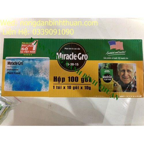 Phân Bón Lá MIRACLE-GRO 15-30-15 Hộp 100 góI