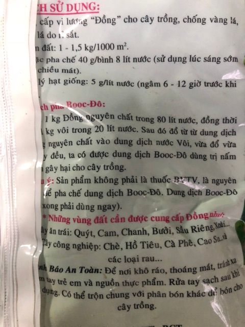 đồng sunphat pha booc đô trừ nấm