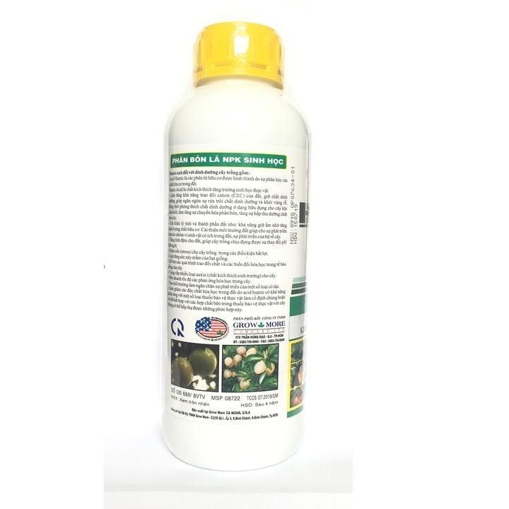 Phân bón Growmore HUMER H1 Humic 322 tốt cho mọi cây trồng chai 1 lít
