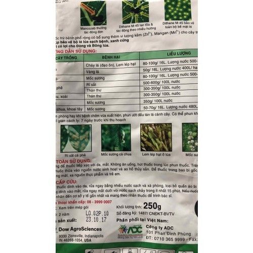 Thuốc trừ bệnh Dithane M45 - (Bột Vàng , 250g)