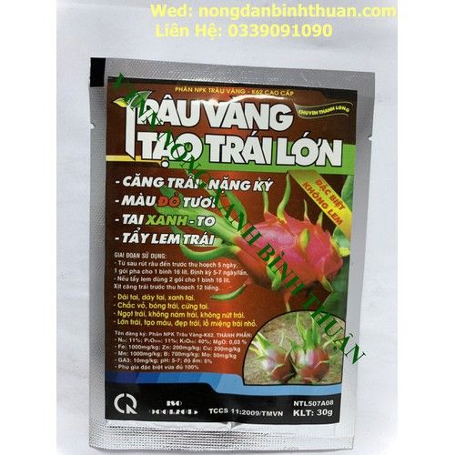 Tạo trái lớn - lên màu trái - Tạo lớn trái Trâu Vàng 3 gói