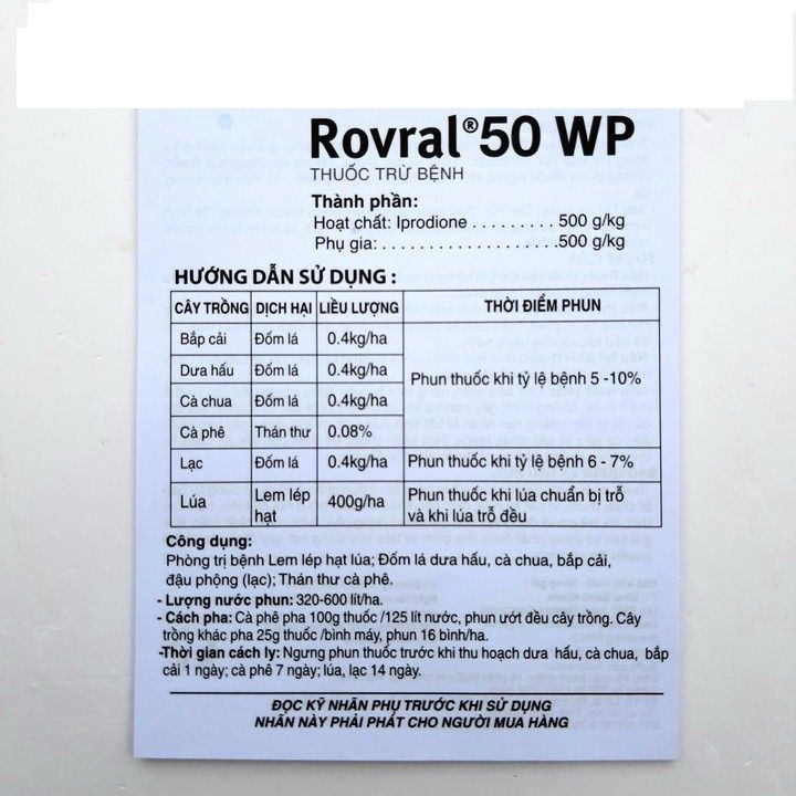 Trừ bệnh Rovral 50WP 25gr Đốm Lá - Thán Thư
