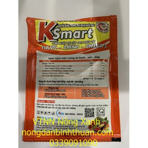 Phân Bón lá Ksmart Tăng tốc to - CHUYÊN DÙNG CHO THANH LONG