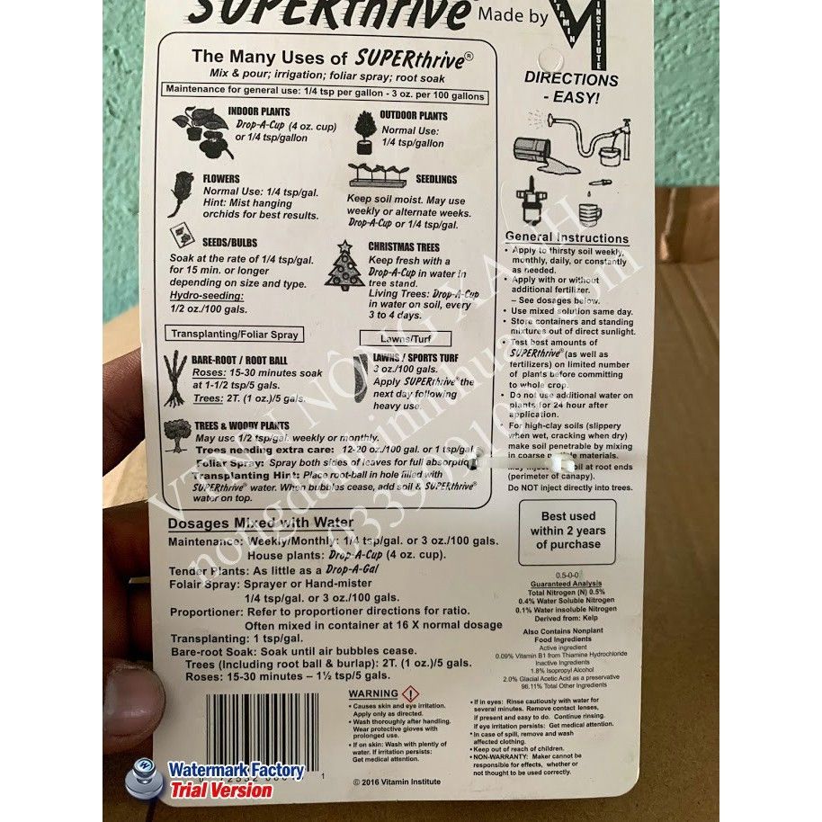 SUPER THRIVE 60ml và phân bón lá 10-60-10