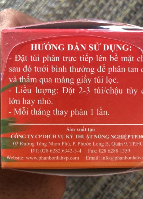 Phân Bón Túi Lọc - Dinh dưỡng cho hoa lan HVP 1062.HK3