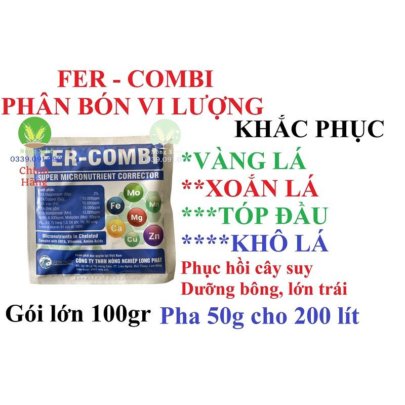 Phân bón vi Lượng FER COMBI Chống rụng hoa và trái non, khắc phục vàng lá, xoán lá