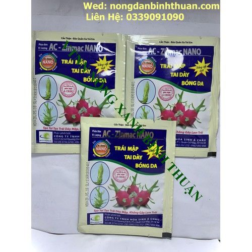 Bộ 3 gói Trái mập - tai dày - bóng da AC - Zinmac NANO chuyên dùng cho thanh long