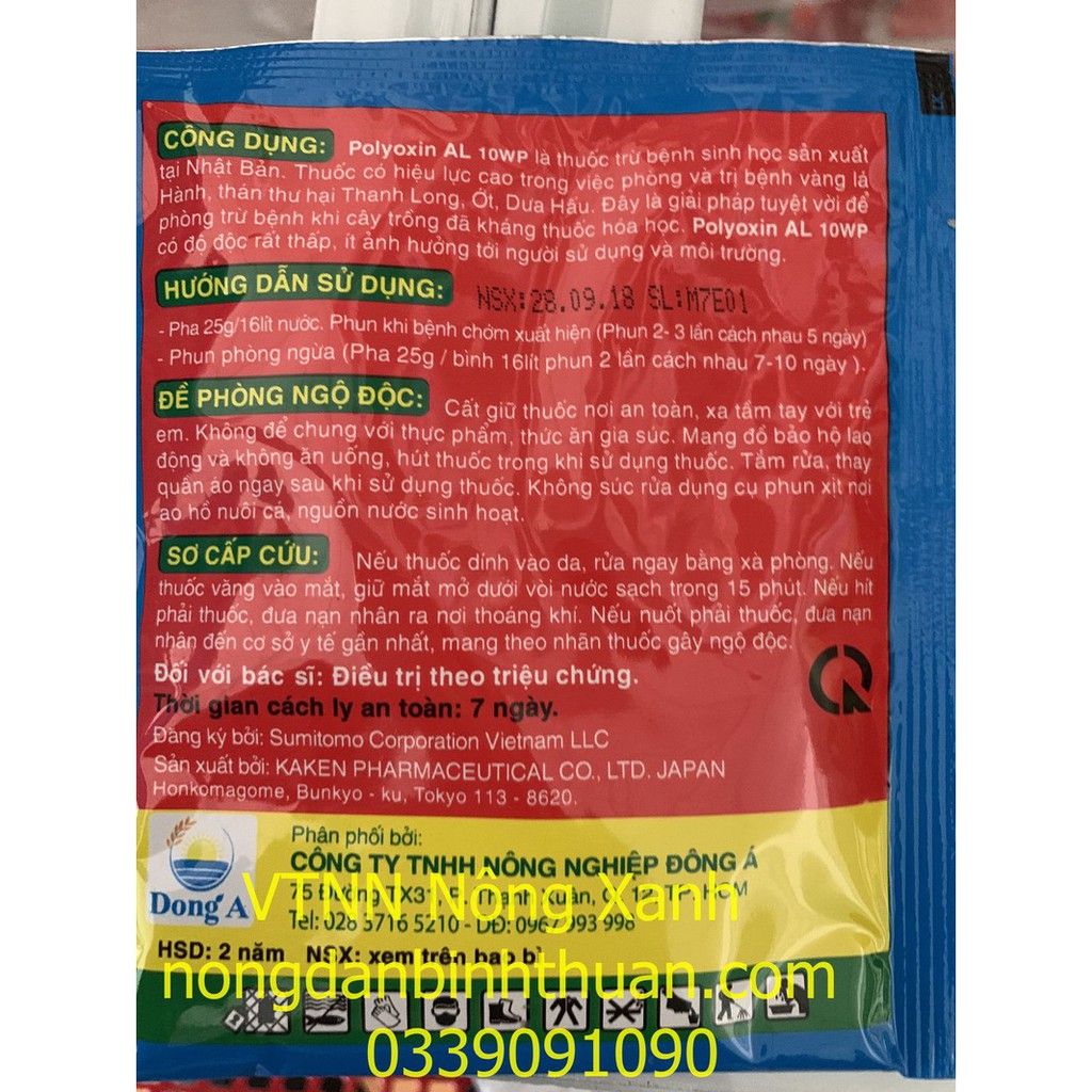 Thuốc Trừ Bệnh Thán Thư Polyxin AL 10WP - Đặc Trị Thán Thư Trái Ớt, Hành Lá