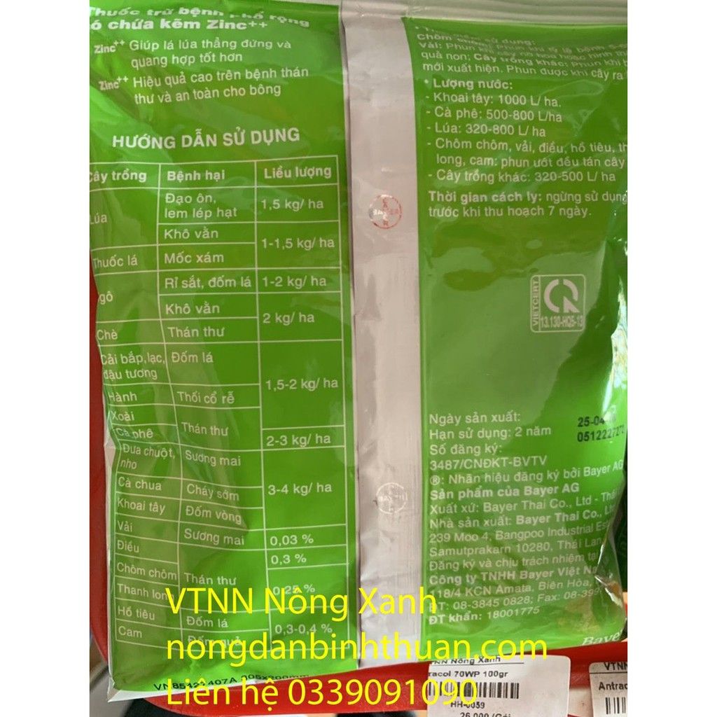 Antracol 70 WP Thuốc trừ bênh cây trồng