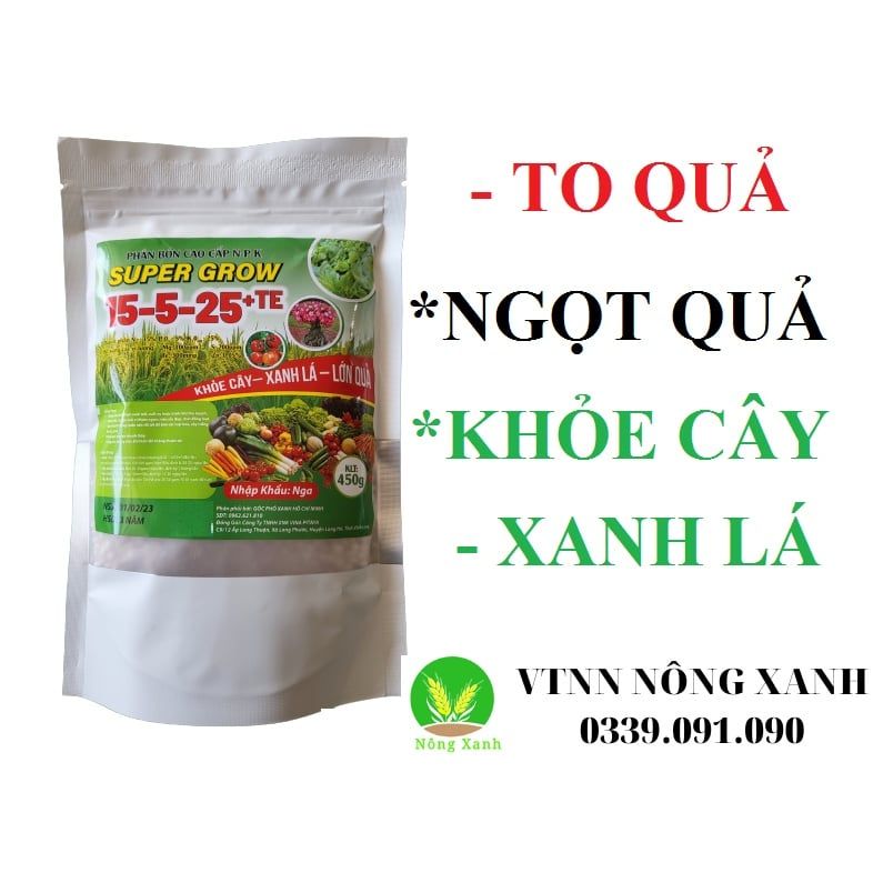 Phân bón NPK 15-5-25 chuyên dùng cây cảnh - Nuôi trái, củ, tạo mùi vị thơm ngon, màu sắc đẹp