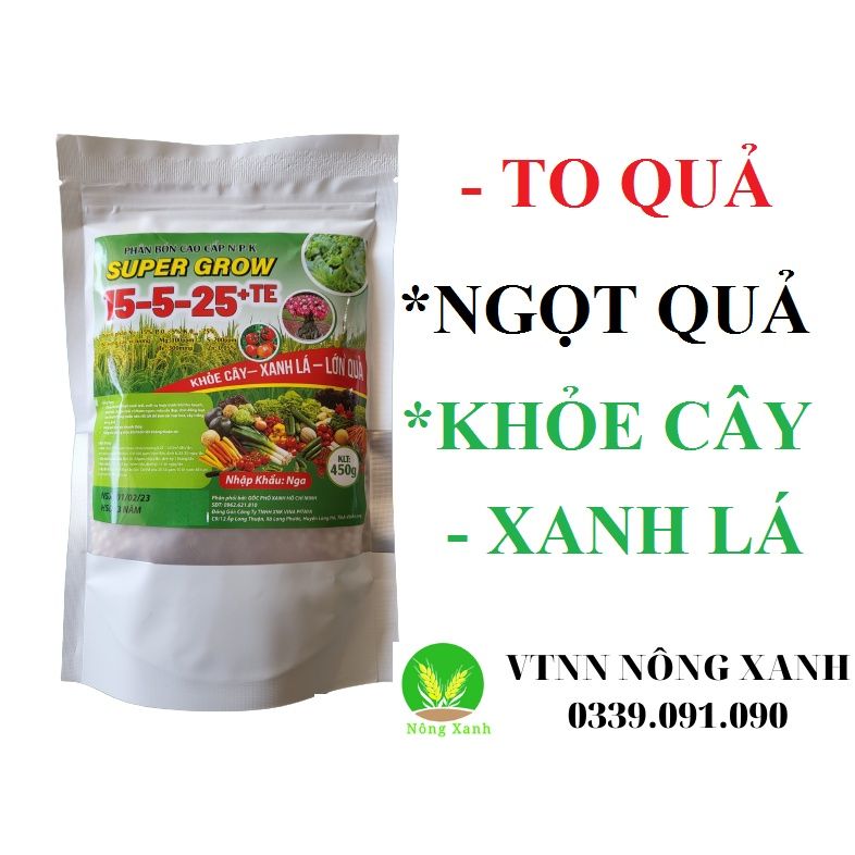 Phân bón NPK 15-5-25 chuyên dùng cây cảnh - Nuôi trái, củ, tạo mùi vị thơm ngon, màu sắc đẹp