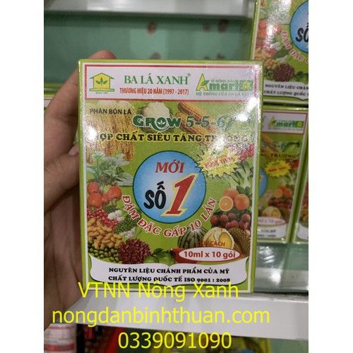 Phân bón lá Grow 5-5-6 Ba lá xanh số 1 - Tăng Năng suất