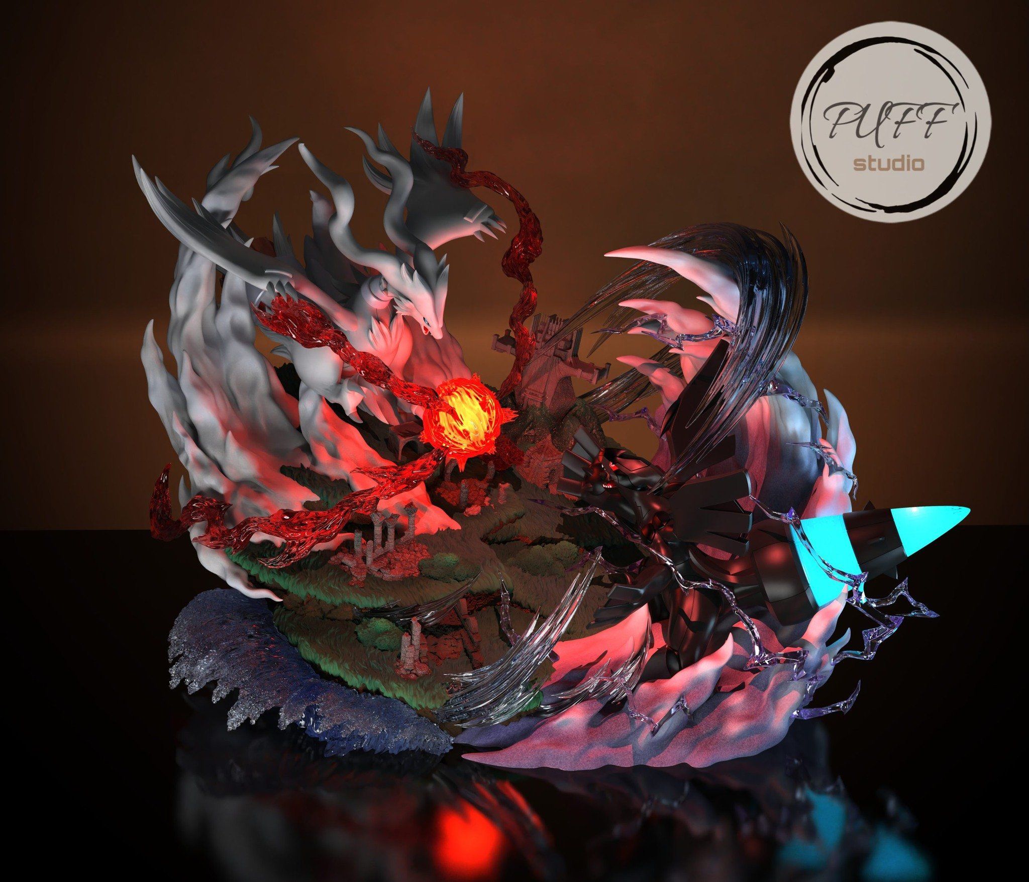 Reshiram VS Zekrom - Pokemon - Puff Studio