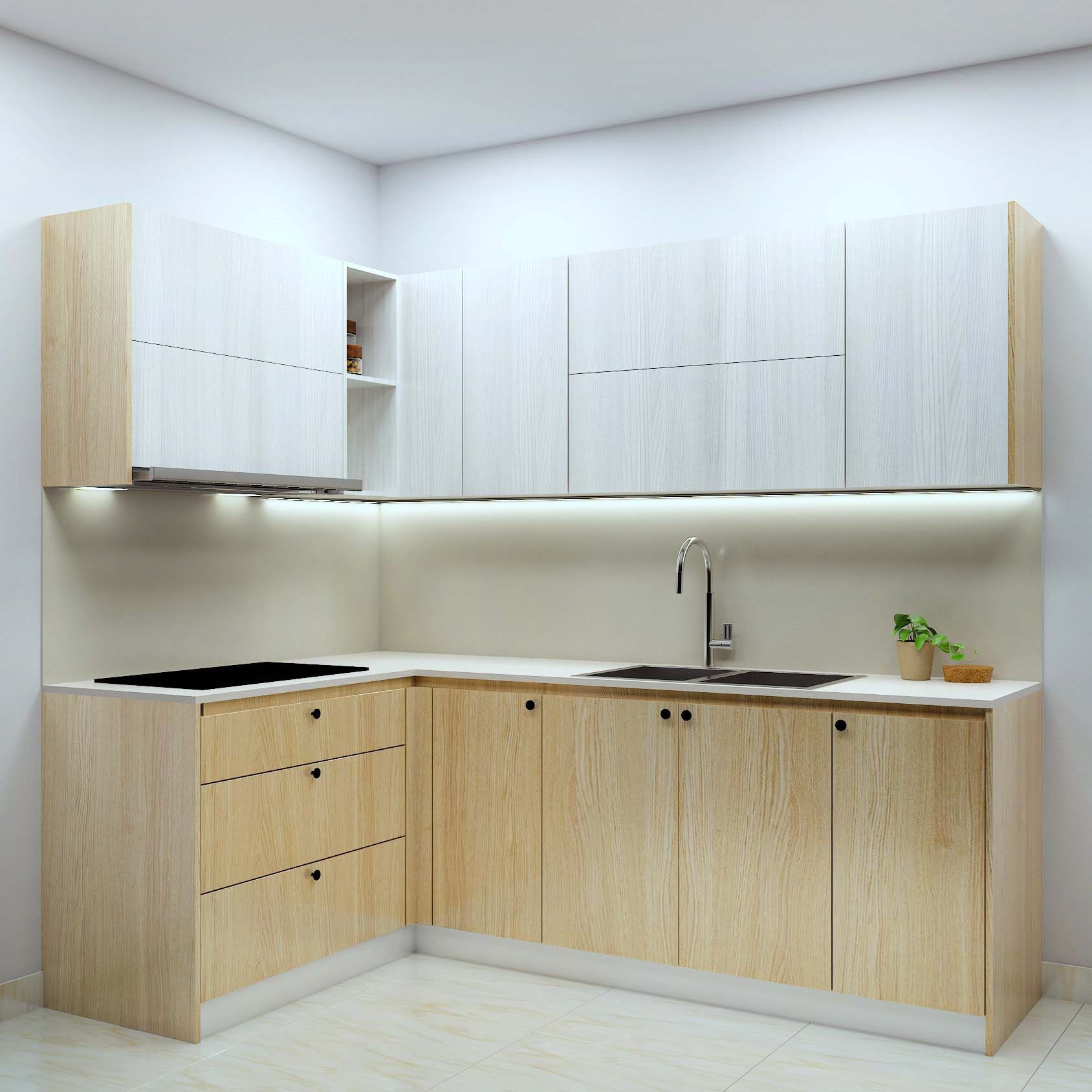 Tủ bếp gỗ công nghiệp