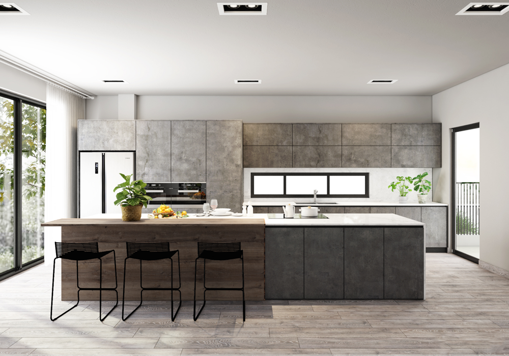 Tủ bếp gỗ công nghiệp