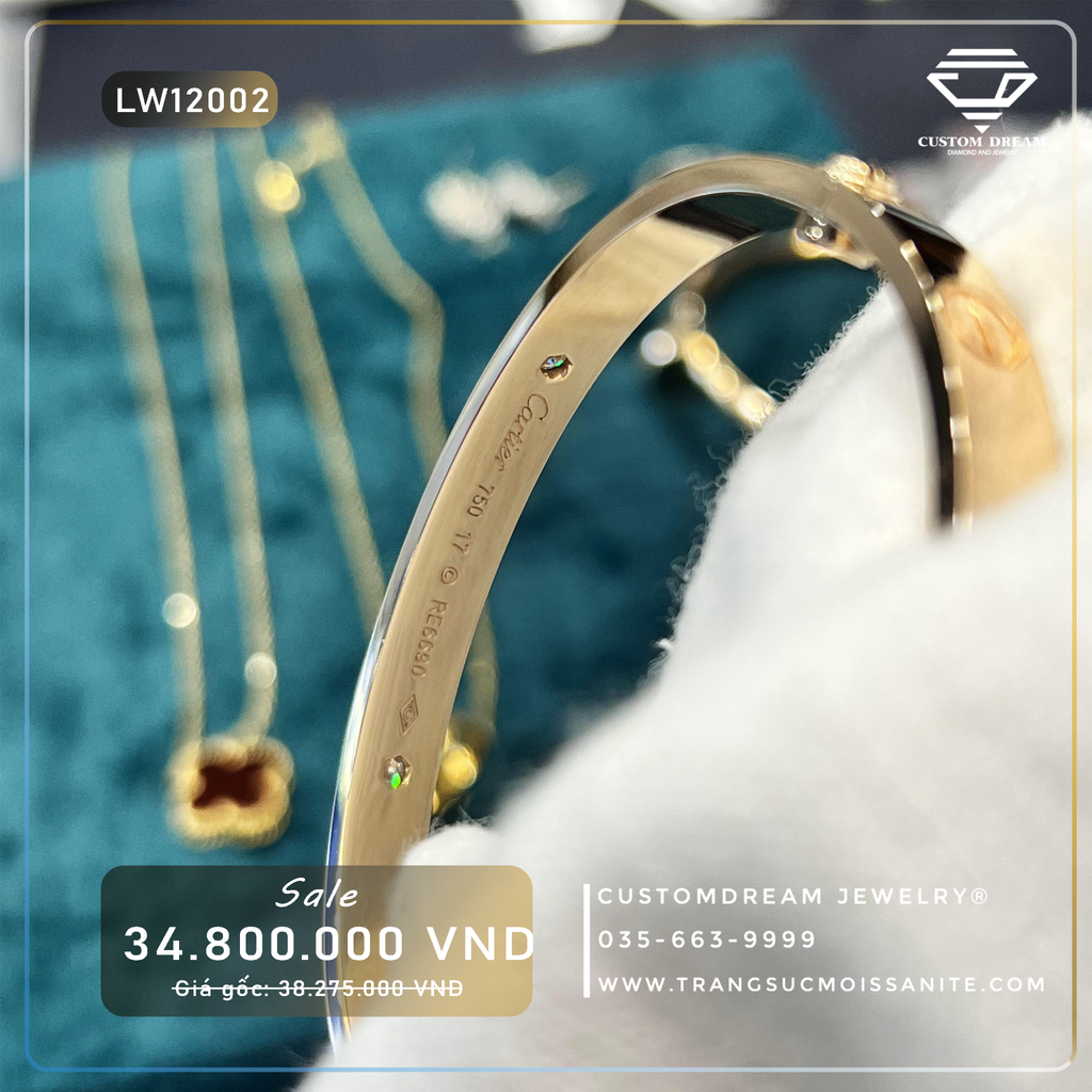 LW12002-Lắc C.A.R.T.I.E.R 10K 6 kim Moissanite bản đặc