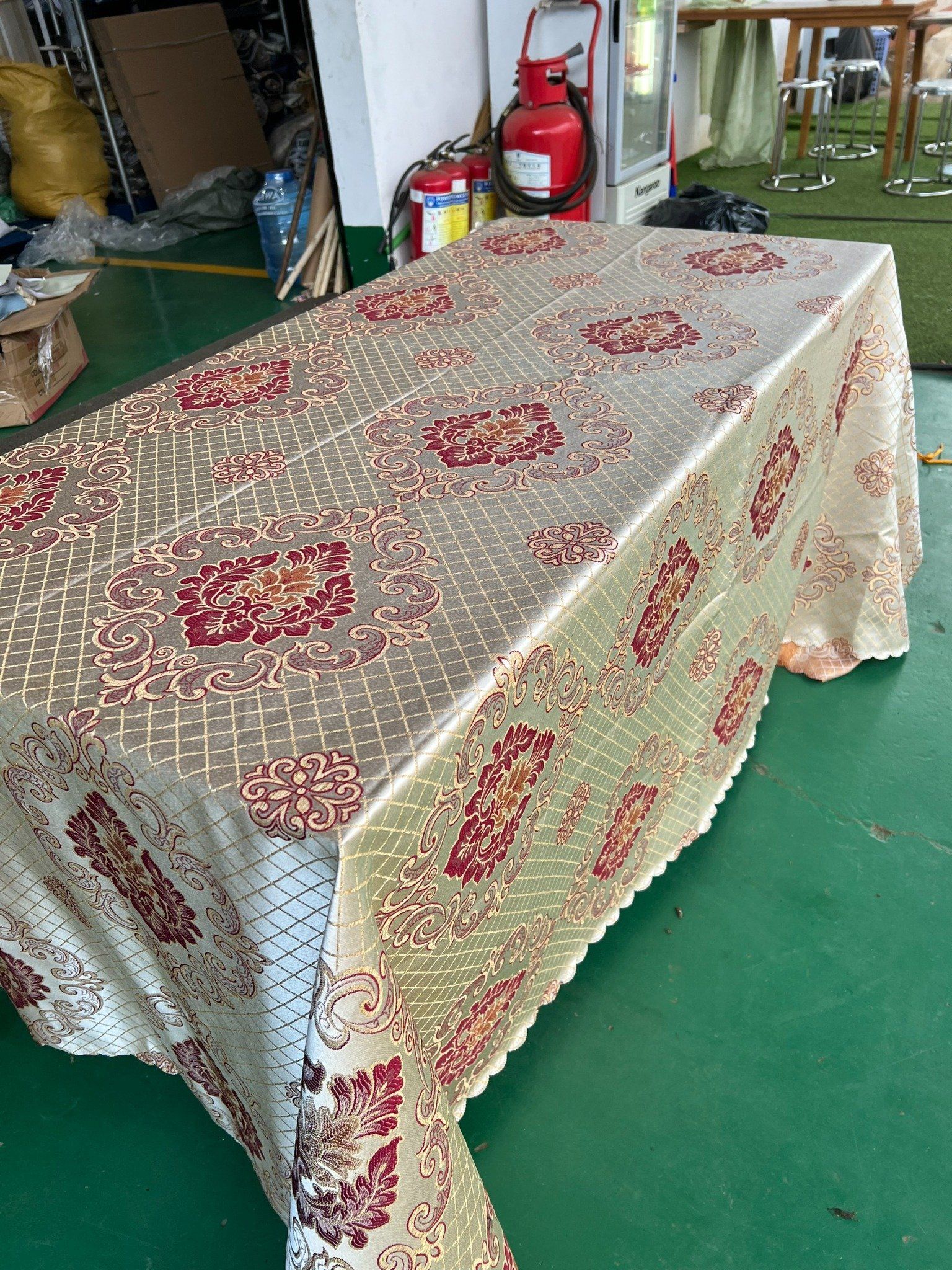  Vải gấm TP9 khổ 2m8 họa tiết Châu Âu thêu kim tuyến - làm khăn bàn gia chánh, rèm cửa 