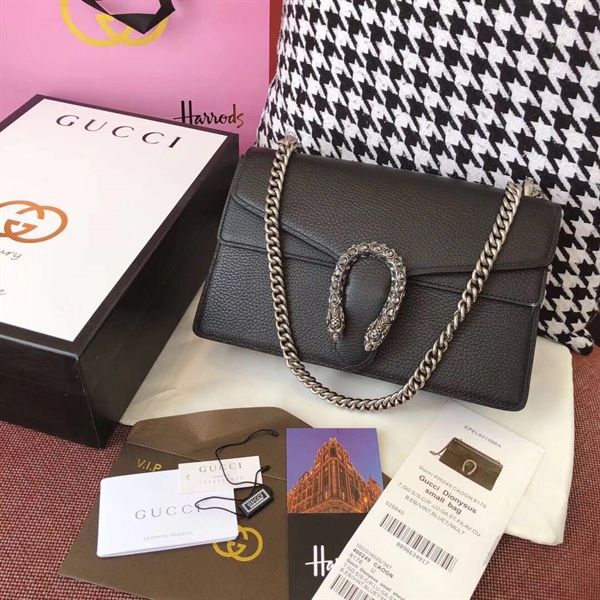 Túi đeo chéo - Gucci Dionysus small leather chain bag DS Đen