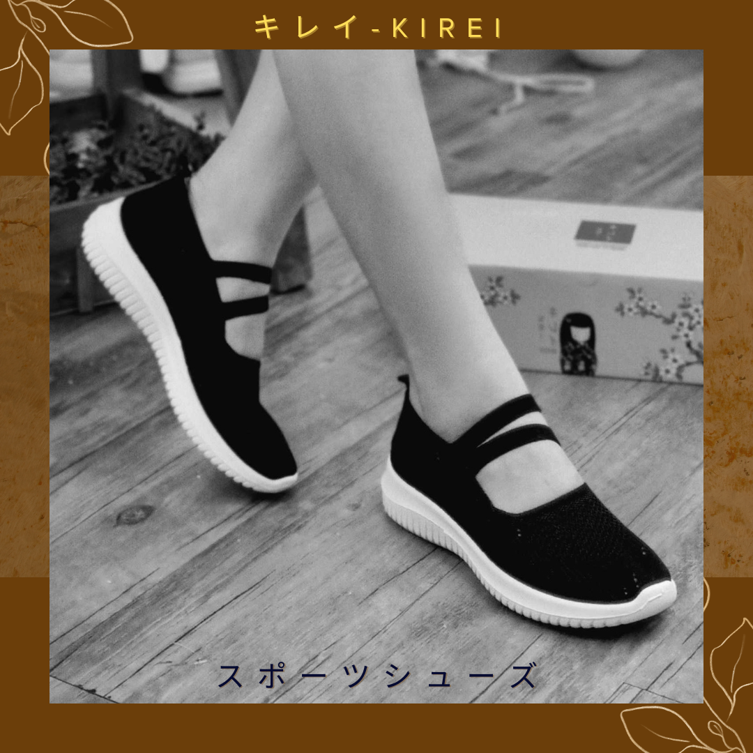 Giày Nhật búp bê Kirei walk straps knitted HD Đen