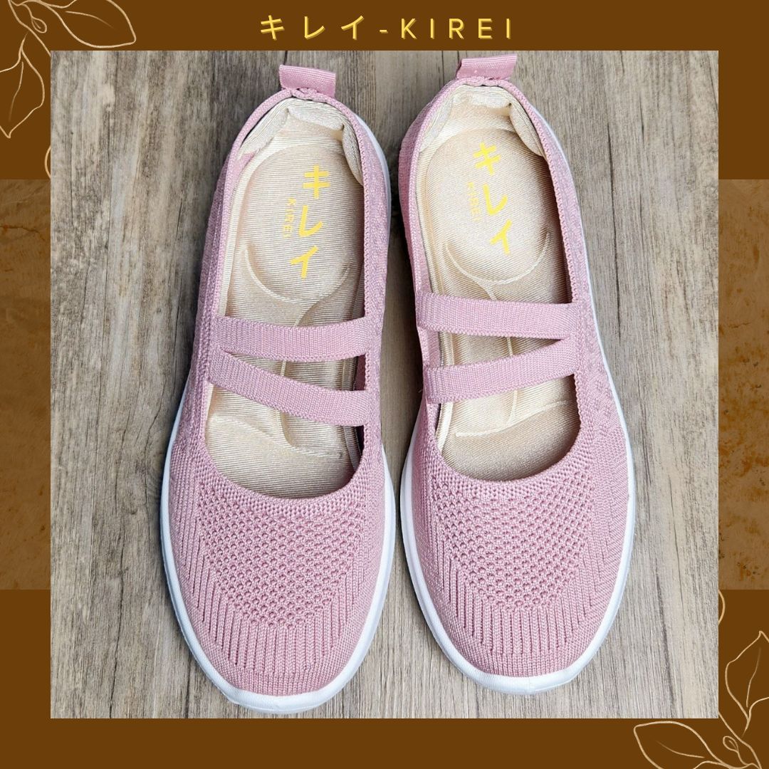 Giày Nhật búp bê Kirei walk straps knitted HD Hồng