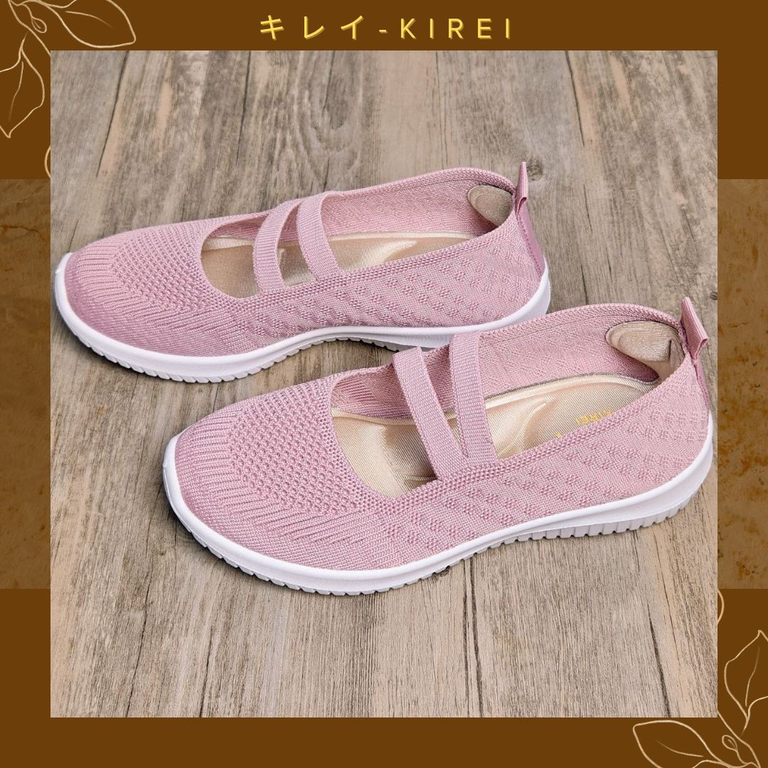 Giày Nhật búp bê Kirei walk straps knitted HD Hồng