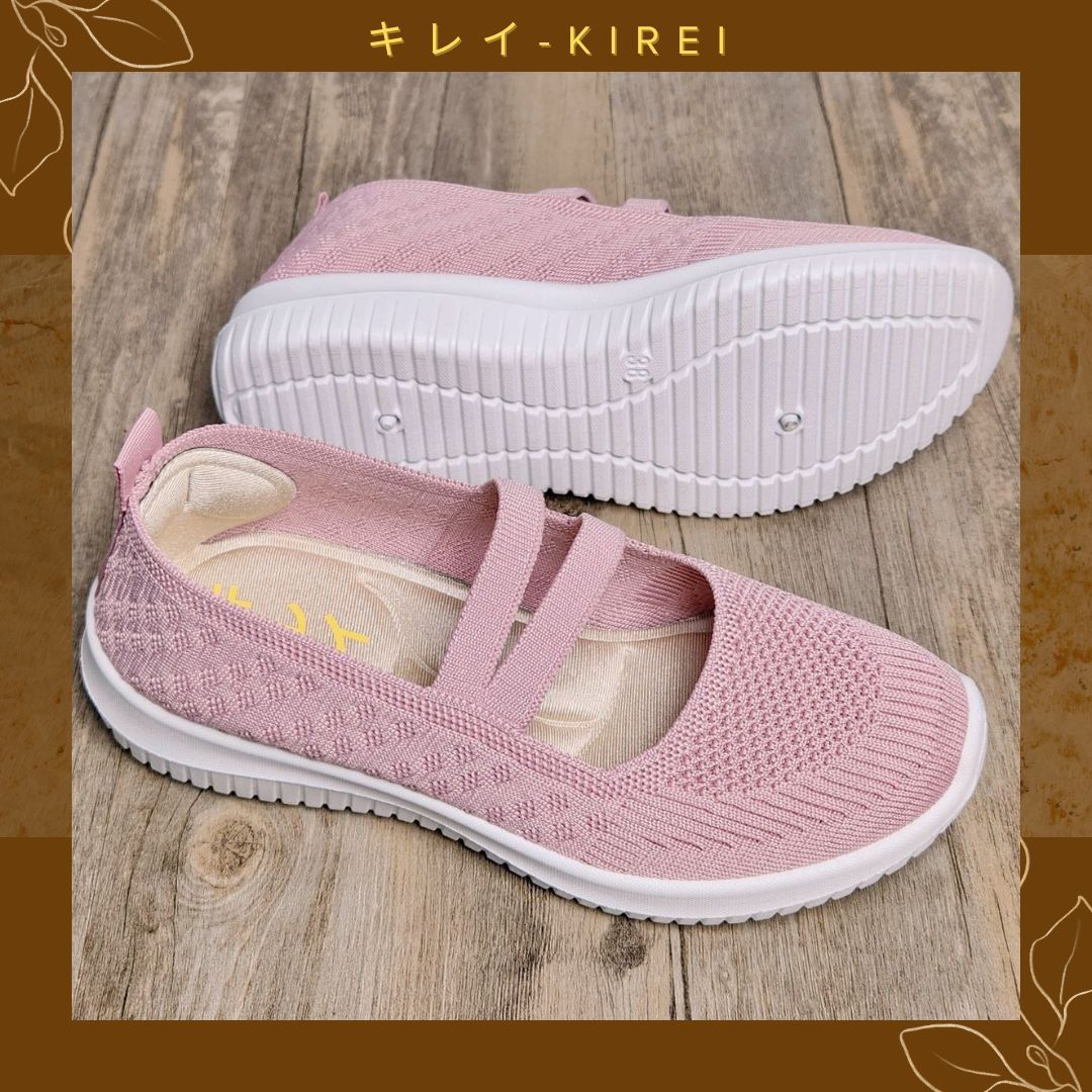 Giày Nhật búp bê Kirei walk straps knitted HD Hồng