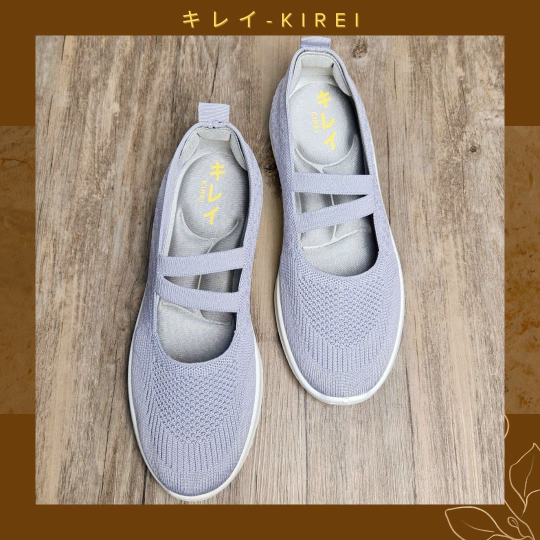 Giày Nhật búp bê Kirei walk straps knitted HD Xám